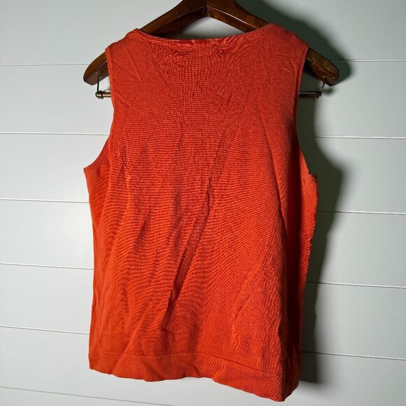 AUGUST SILK Silk Inside SWEATER TANK VEST Orange SZ LG - Picture 4 of 5